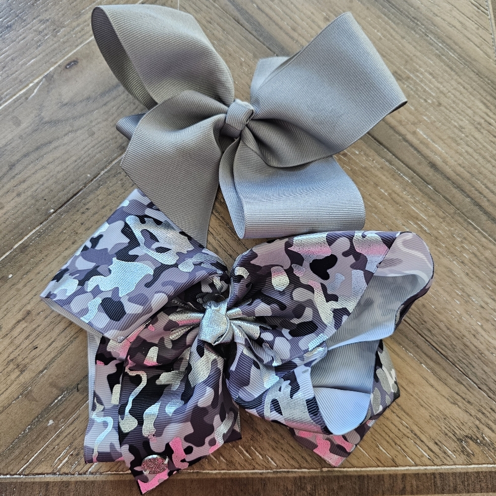 Jo-Jo Siwa Girls Dressy Camouflage Hair Bow With Solid Grosgrain Bow Set